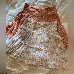 Hippie Rose Floral Mini Skirts, Sz M. Set of two.